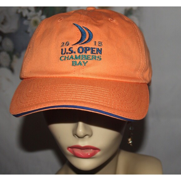 USGA 2015 US Open Chambers Bay Orange Golf Baseball Hat Cap Embroidered NEW - Picture 1 of 6